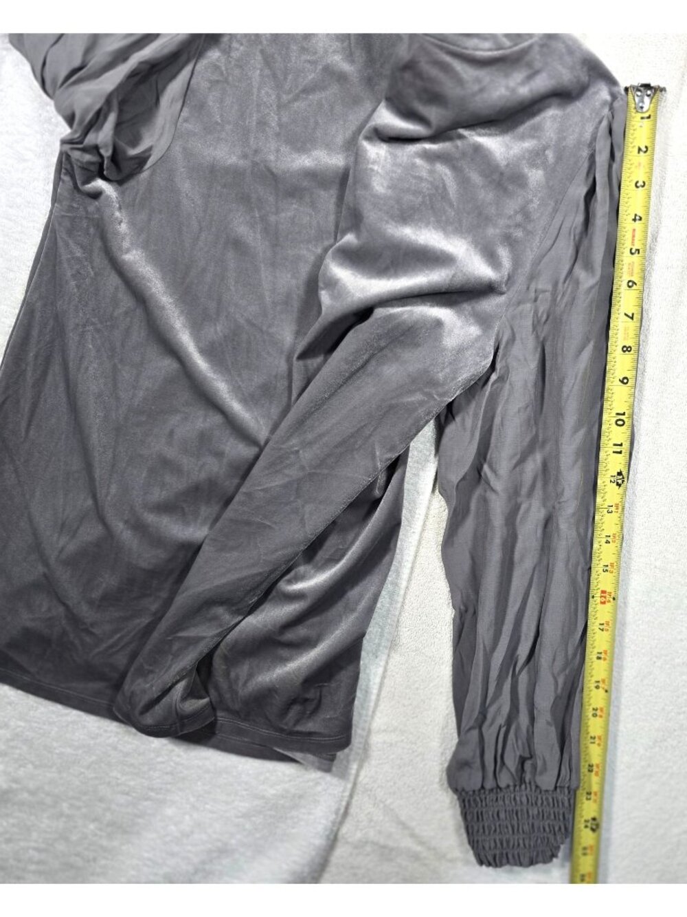 J Jill XL Gray Media Blouse Puff Sleeve Smocked - Picture 10 of 10